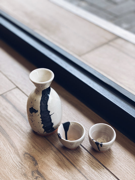 王小夏藝術工作室 - 清酒杯套裝 (水墨)｜Zoes Ceramics - Sake Cup Set (Ink)