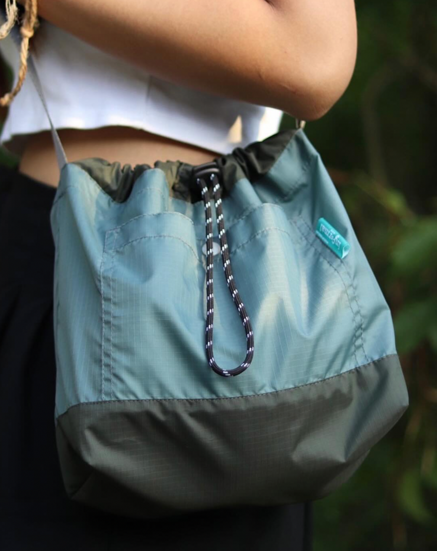 Informal Bag Drawstring Nylon Grey+Army