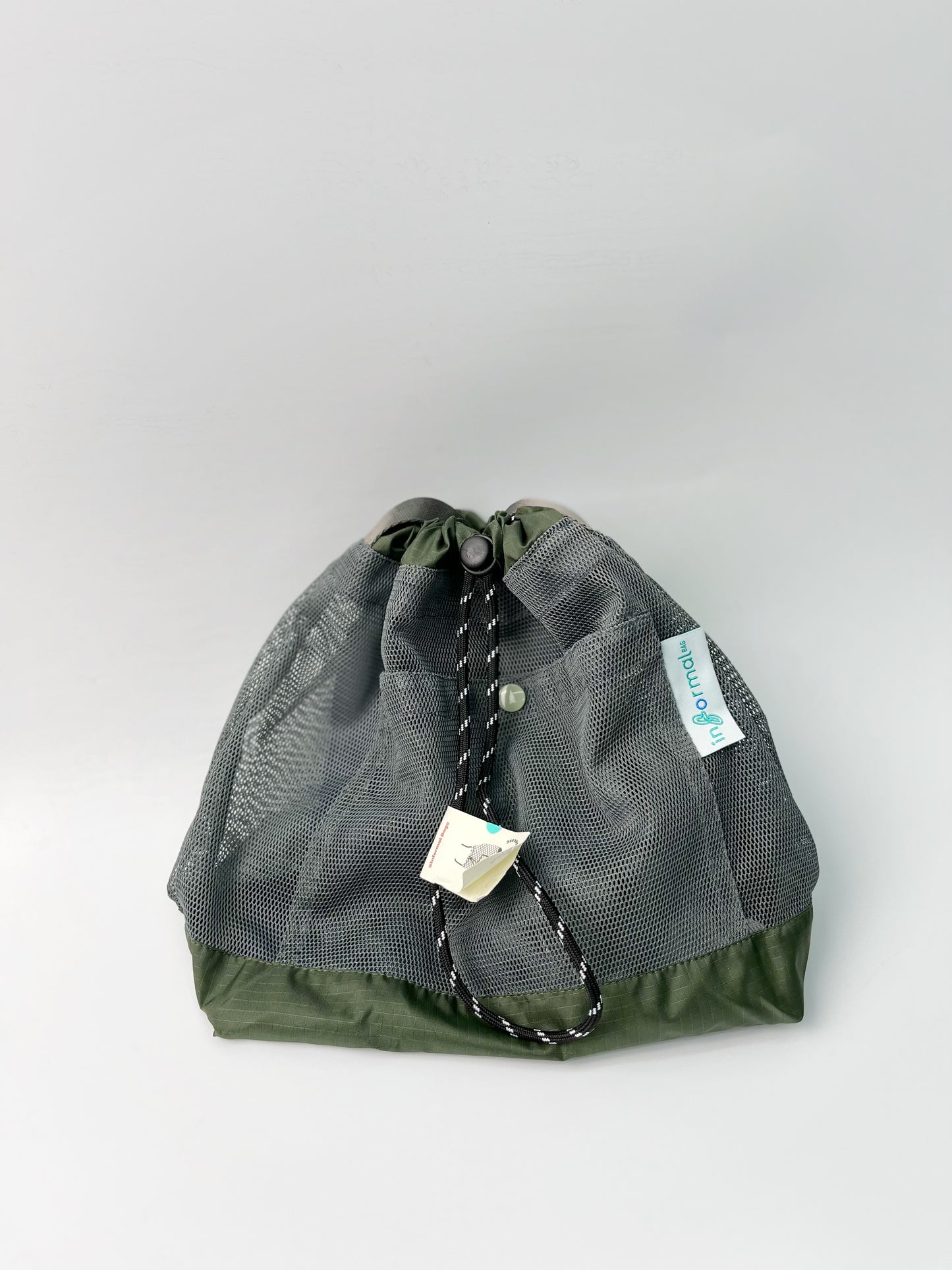 Informal Bag Drawstring Mesh Grey+Army